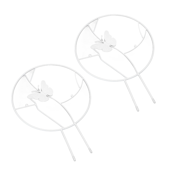 2 stk. Blomsterplante Støttestativ Jern Klatrestativ til Hjem Have Rund Ring Design Hvid