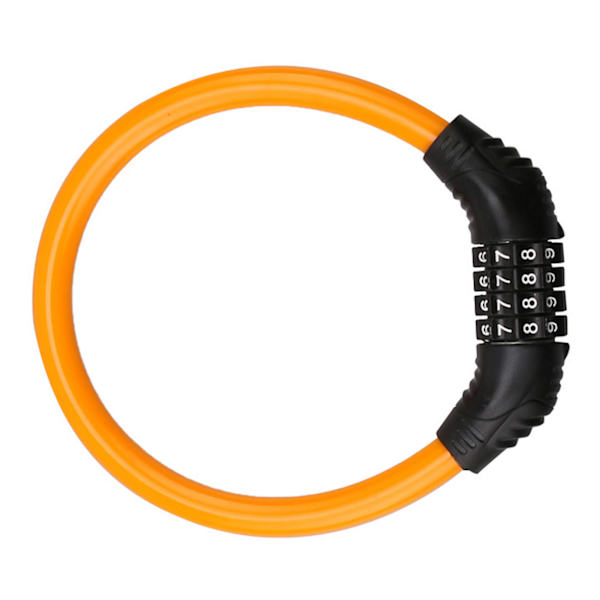 Pyörän Lukkokaapeli Oranssi 4-Numeroinen Nollautuva Salasana Sinkkiseos PVC 14,5x12,5cm Kannettava Pyörän Lukko Skoottereille Rullalaudoille
