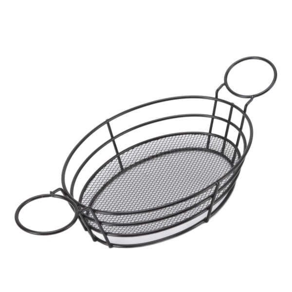 Fritøsekurv i rustfritt stål 304, enkel stil, enkel rengjøring, lett netting, snackplate for restaurant, oval form med håndtak