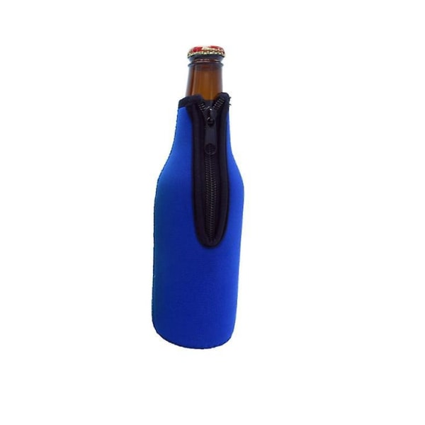 Blå ölflaska isoleringshylsa - 1 stycke, 12 Oz (330 ml), med ringdragkedja