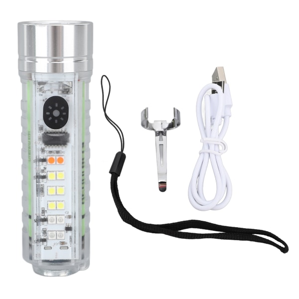 Mini Utomhusficklampa USB Uppladdningsbar 3 Lägen Arbetslampa Magnetisk Ände Nödficklampa Fast Fokus