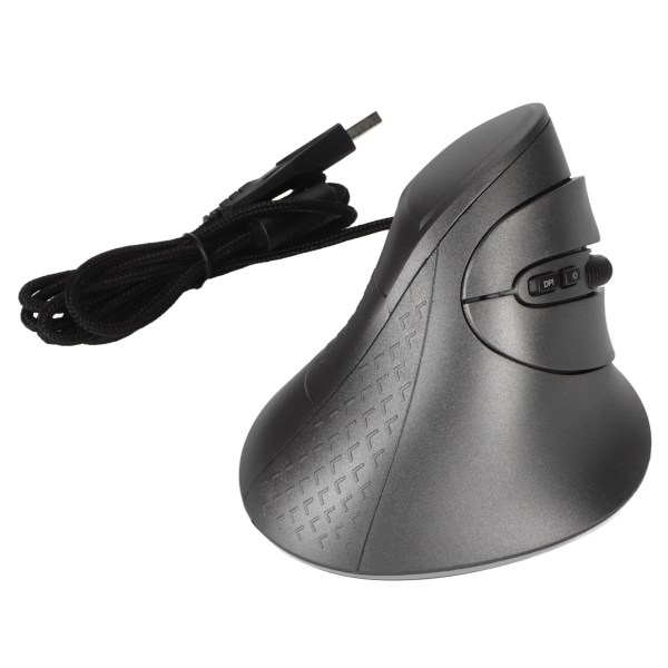 Vertikal mus 7 programmerbara knappar RGB 11 Ljuslägen Justerbar DPI Trådbunden Ergonomisk vertikal mus för Game Player Grå