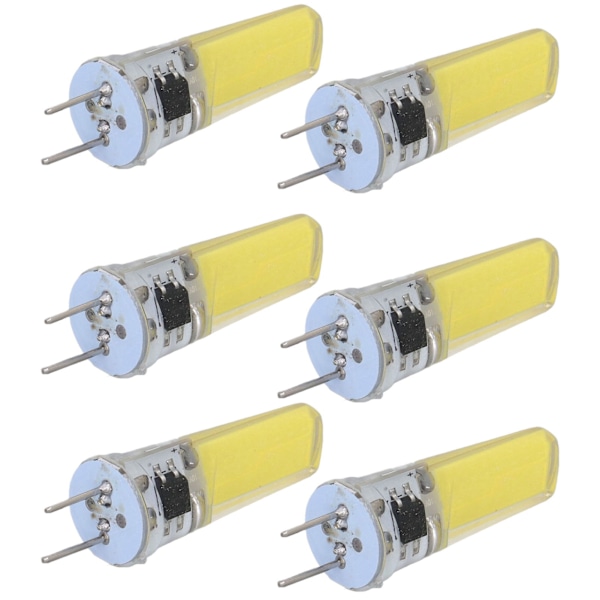 6 stk. G8 LED-pære 5W dæmpbar 2508 COB energibesparende nem installation 360 grader 50000 timer stabil 5W pærer 100-120V koldt hvidt