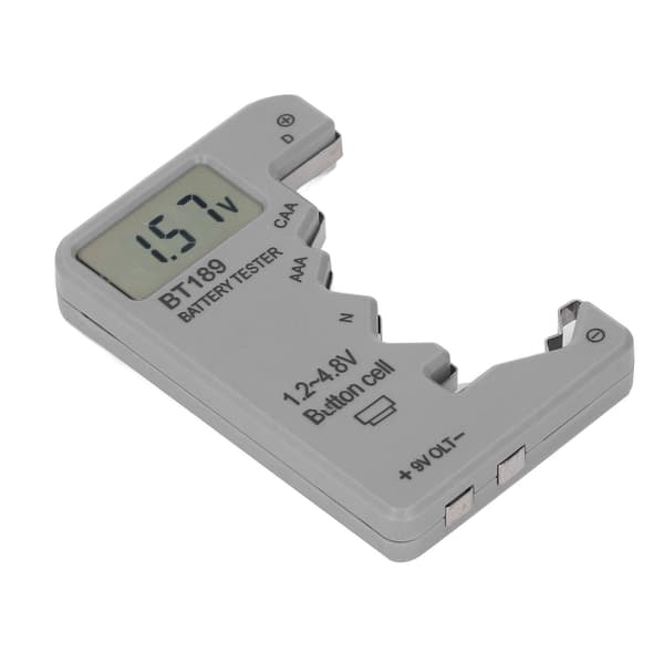 Digital batteritester sanntids LCD-skjerm Universal grått ABS-hus batterikontroll for deteksjon