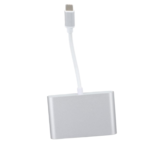 USB C-dokkingstasjon USB C til HD multimediegrensesnitt VGA 3,5 mm lyddokkingstasjon Sølv