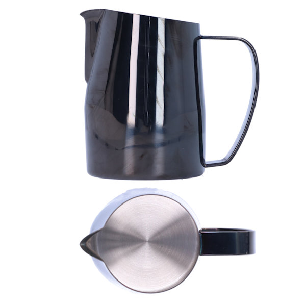 450 ml melkeskummerkanne i rustfritt stål, kaffekanne, latte art-kopp for hjem, kafé, svart