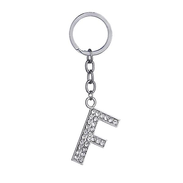Enkel Stilig bokstavnøkkelring Metall Rhinestones nøkkelring Alfabet nøkkelring Veske Anheng sjarm bursdagsgave (bokstav F) F