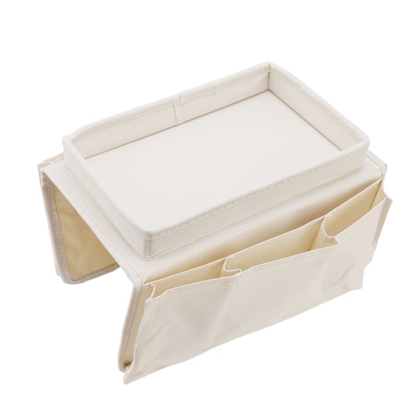 Sofa Bakke Foldbar Arm Opbevaring Holder Bord 600D Oxford Klud Sidelommer til Sofa Beige