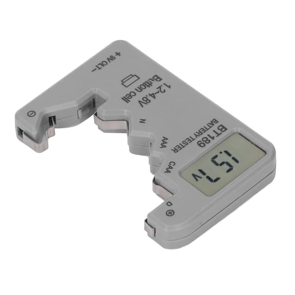 Digital batteritester sanntids LCD-skjerm Universal grått ABS-hus batterikontroll for deteksjon