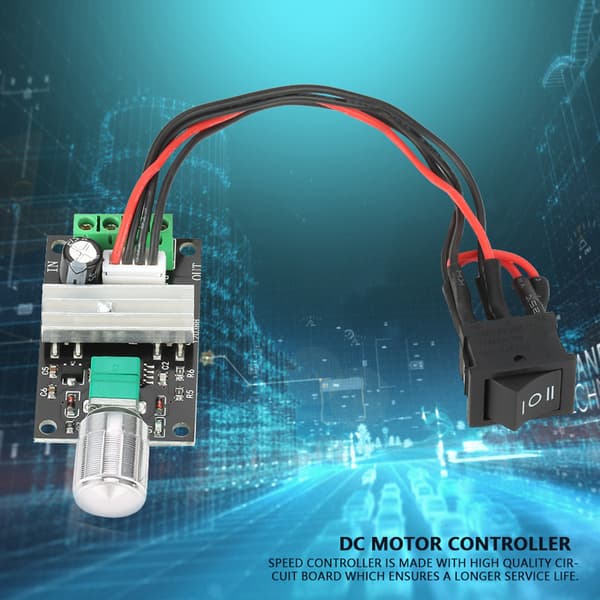 PWM Motorhastighetskontroller - 3A Reversibel Regulator, 6V/12V/24V, med Bryter (1 Stk)