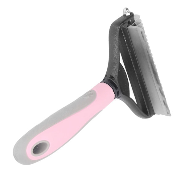 2 i 1 Hundeavfettingsbørste Fjerner floker og knuter Stålbørste for hunder med floker Valp Stor Rosa