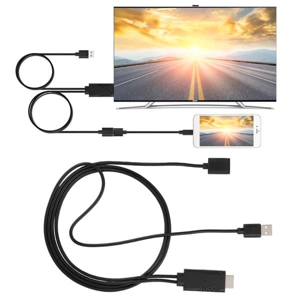 1080P USB til HDMI Adapterkabel til iPhone og Android - 2 i 1