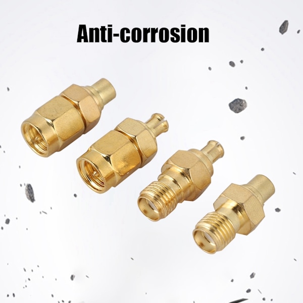 4 stk forniklet messing MCX til SMA adapter 50ohm impedans til antenneradio