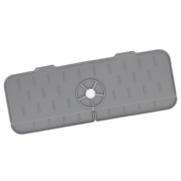 Hane Absorberende Måtte Vaskbar Genanvendelig Silikone Vask Bordplade Vandopsamler til Køkken Badeværelse RV 61x14cm Grå
