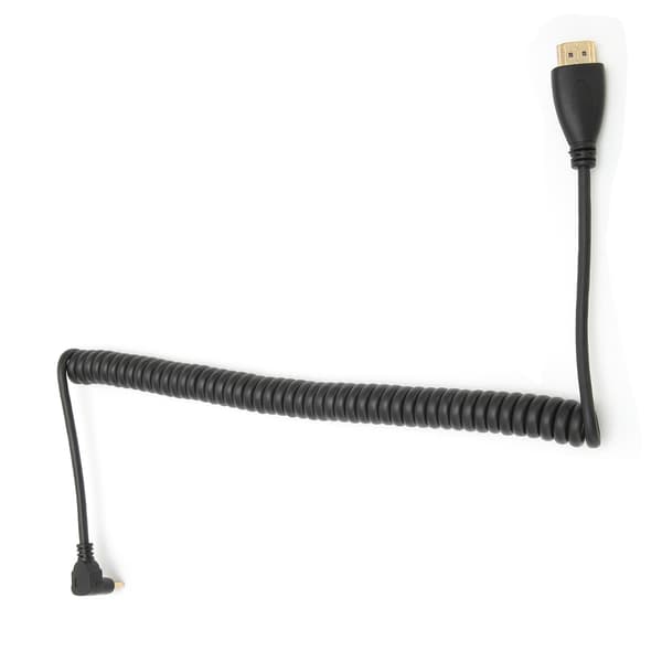 HDMI A - HDMI C -sovitinkaapeli, jousi, vasen kulma