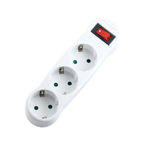 3-veis stikkontaktforlenger, multikontaktuttak, splitter, elektrisk forlenger for reiser, forretningsreiser, tysk standard