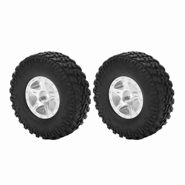 2 STK Fælgefælge Dæk Sæt til Axial SCX24 AXI00001 1/24 RC Crawler Bil Opgraderingsdele Sølv