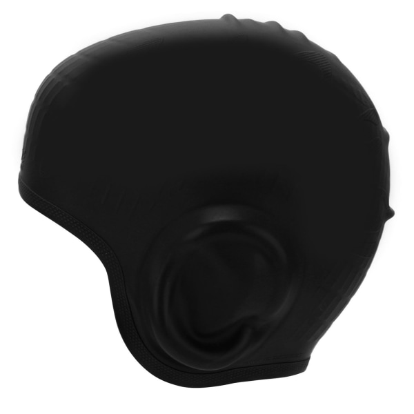Vedenpitävä silikoninen cap kuulosuojaimilla 3D Strong Elastic pitkähiuksinen uimahattu aikuisilleMusta