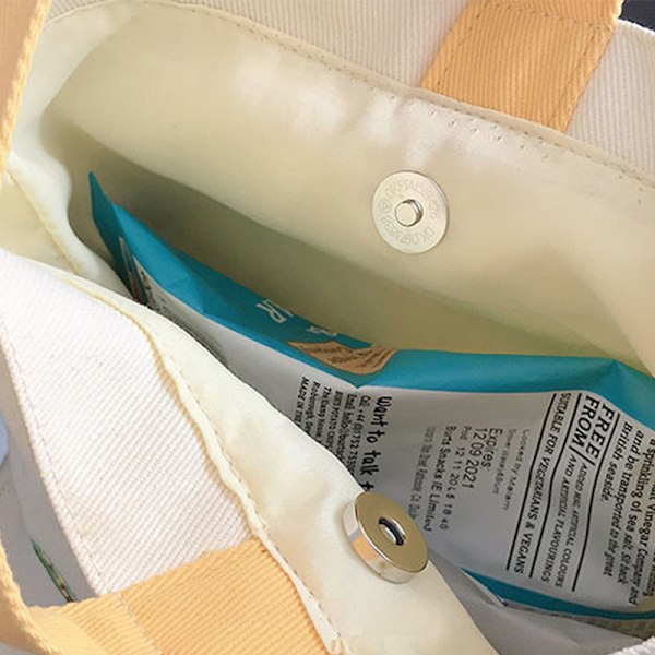 Tote Frokostpose Tegneserie Dyrestil Stor Kapacitet Levende Farver Holdbar Lærred Frokostpose til Æske Bog Snacks Orange og Lille Bjørn