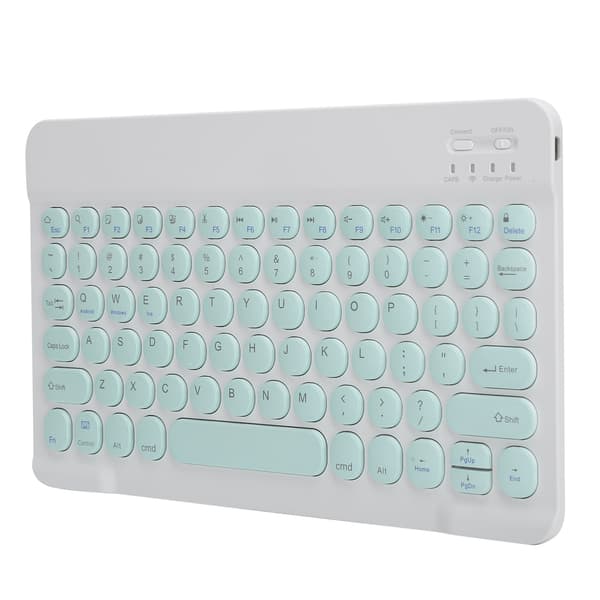 Trådløst Bluetooth-tastatur til tablet, smartphone, computer, rund tastehætte, 10 tommer, lysegrøn