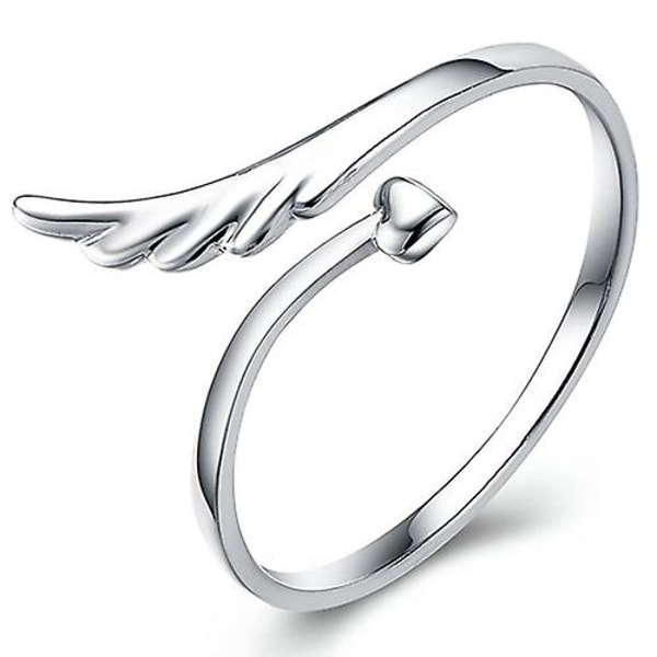 Dammode Simple Love Heart Wing Öppning Justerbar Finger Smycken Ring
