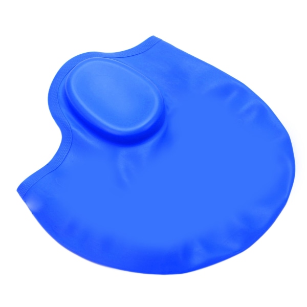 Vandtæt silikone badehætte med ørebeskyttelse 3D stærk elasticitet Langt hår svømmehue til voksne Mørkeblå