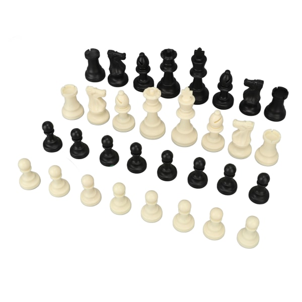 Set PP Plast 32 schackmän med förvaringsväska för internationellt schackspel svart och vitt