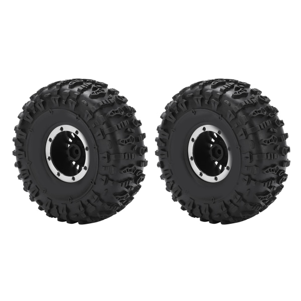 2-pack Fjärrstyrd Bil Aluminiumlegering Däck Stark Dämpning Gummihjul för Fjärrstyrd Bil Svart