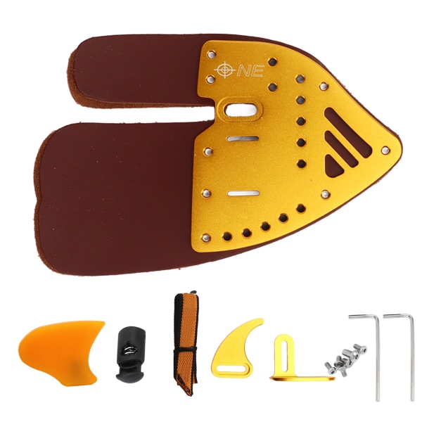 Bågskytte Finger Tab Bågskytte Fingerskydd Fingerskydd för Utomhusskytte Recurve Båge Integrerad Design Guldbrunt Läder S