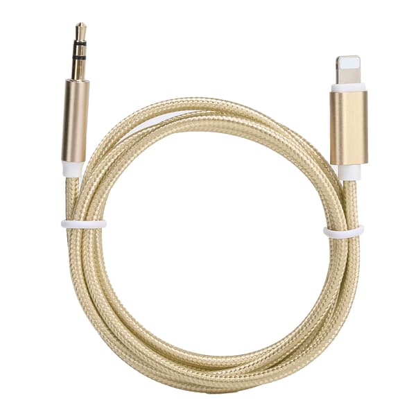 IOS 12 AUX Lydkabel 3.5mm Nylonflettet Adapter Gul
