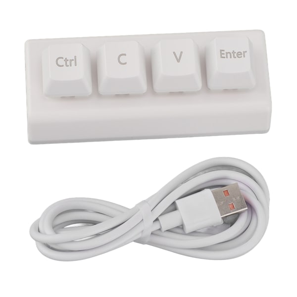 Programmerbart tastatur 4 taster Støtte NKRO Rød bryter Ctrl C V Enter Mini mekanisk tastatur for spill Office Media Hvit