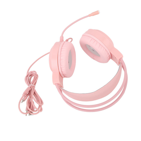 Peliheadset RGB-valaistuksella, 7.1-kanavainen tilaääni, USB- ja 3,5 mm:n kaksoisliitin, langalliset pelikuulokkeet PC-konsolille, kannettavalle tietokoneelle, vaaleanpunainen
