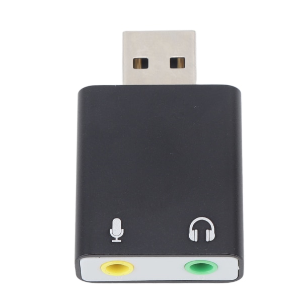 USB eksternt stereolydkort 7,1-kanals USB til 3,5 mm hodesett-jackadapter for datamaskin bærbar stasjonær stasjonær svart