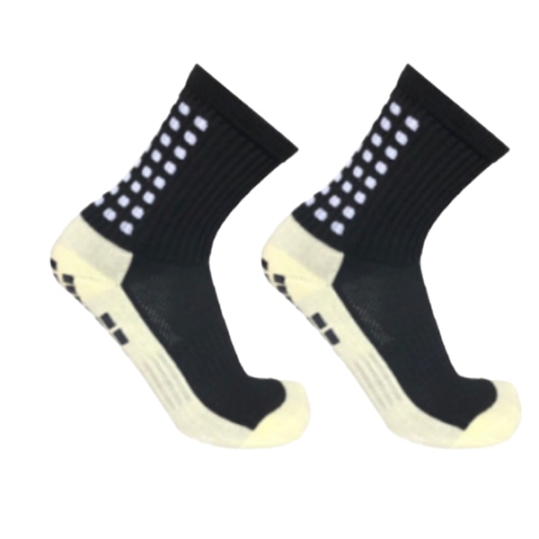 1 Par Sklisikre Mid Socks Tykkere Komfortable Pustende Grip Atletiske Sports Sokker for Fotball Svart