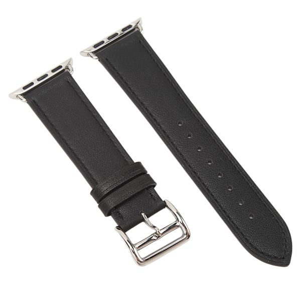 Smartwatch Läderrem Universal Smart Watch Replacement Band Rem för IWatch Series SE 8 7 6 5 4 3 2 1 38mm 40mm 41mm Svart
