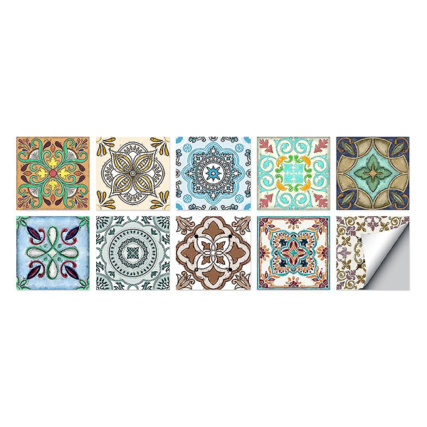 20 stykker venetiansk stil vandtæt PVC klæbende flisemærkater til badeværelse og køkken - mosaik cement vægdekoration