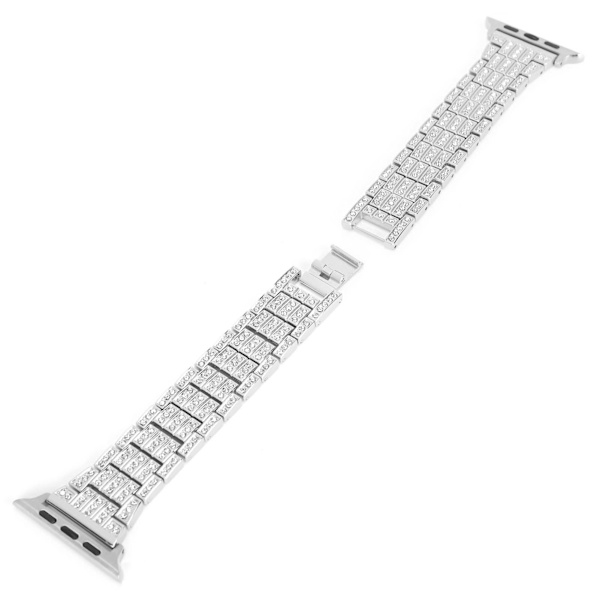 Metallurrem 5-rader rhinestones-pigger erstatningsklokkerem Passer for IOS-klokke 42 mm / 44 mm sølv