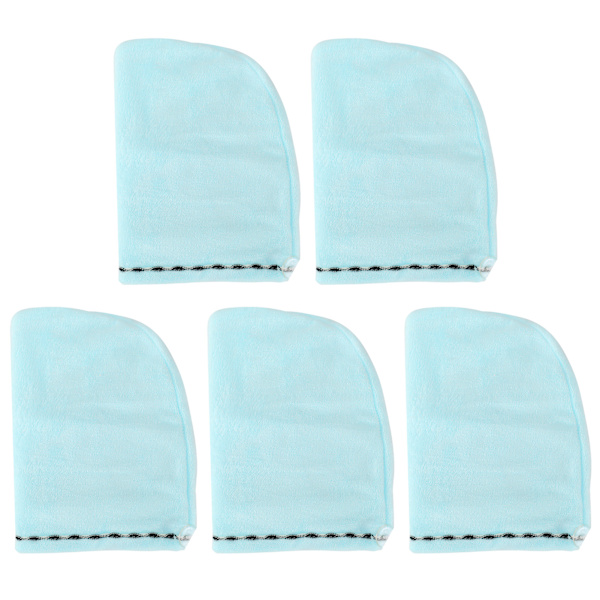 5 st hårtorkningsmössa turban absorberande handduk wrap badtillbehör för hemresorBlå