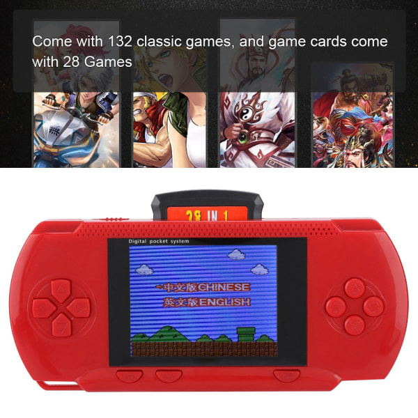 Bærbar Pocket Gamepad Klassisk håndholdt spillspillerkonsoll med spillkort for PVP (rød)
