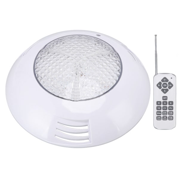 LED-bassenglys AC12V RGB-fjernkontroll IP68 vanntett høy gjennomstrømning holdbar ABS PC akvarium bassenglys 12W