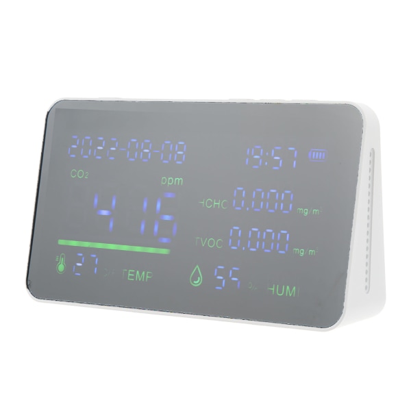 CO2-detektor ABS og elektronisk TVOC-sensorkomponenter Digital temperaturfuktighetstester Luftkvalitetsmonitor for Mall White