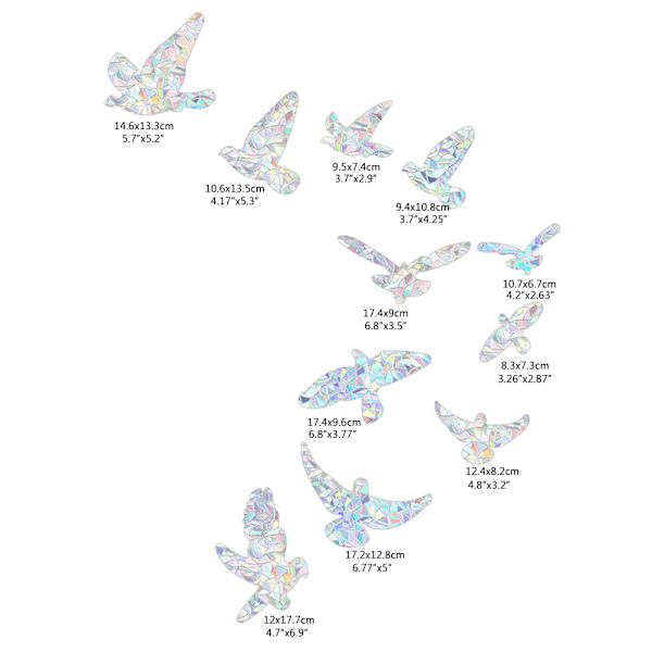 11 kpl linnun sateenkaaren auringonpyydytin ikkunatarrat törmäyksenesto ikkunatarrat linnunpoikasille
