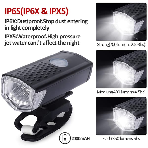 LED frontlykt baklys USB oppladbart vanntett lys baklyssett