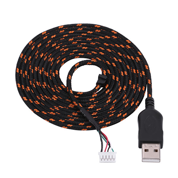 2,2 meter USB-kabel ledningsudskiftning til Steelseries kana mus sort+orange