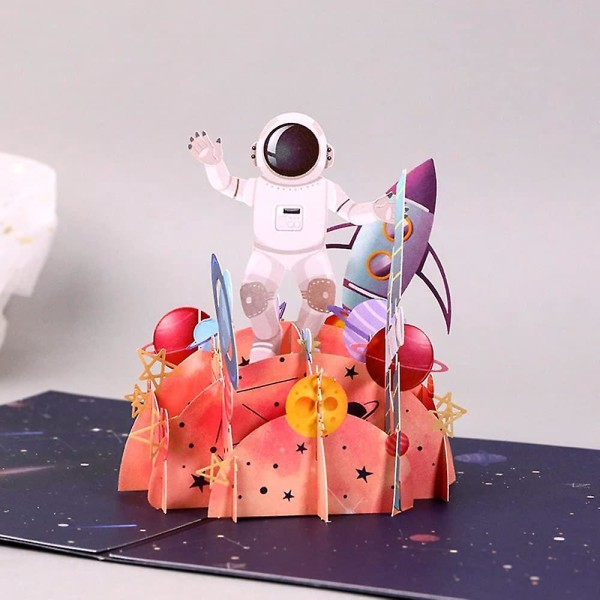 Space and Astronaut 3D Pop Up Gratulationskort - perfekt födelsedagspresent för barn, vänner och älskare