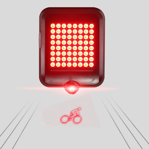 Sykkelbaklykt LED Blinklys Full Intelligent Sensing Autobrems USB Oppladbar Utendørsutstyr Svart