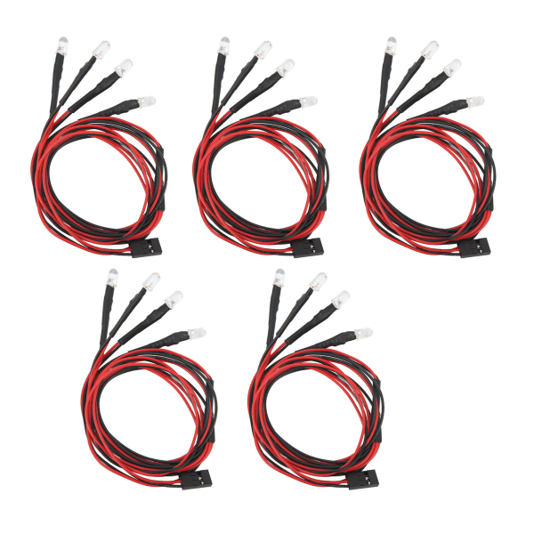 5kpl RC-auto 4LED-valot Modifioidut ajovalot 5mm Traxxas-kaukosäätimeen Malliauto Universal