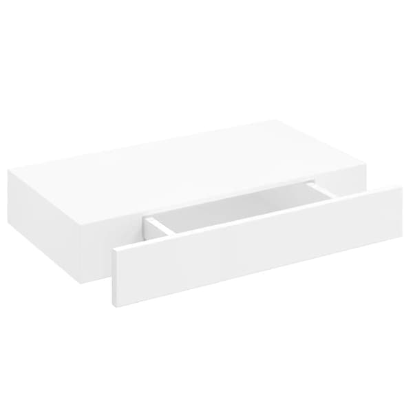 vidaXL Flytande vägghylla med 1 låda MDF vit Vit white