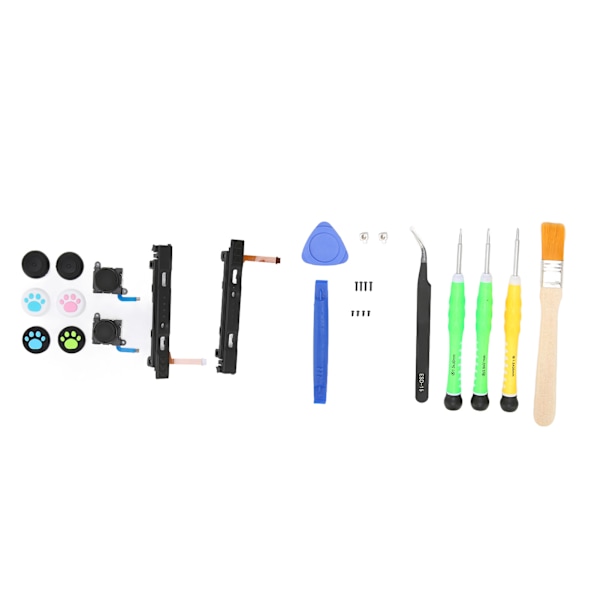 Joystick Ersättningskit Controller Kit med Vänster Höger Slider Set Metallspännen och Reparationsverktyg Kit för Switch Joycon