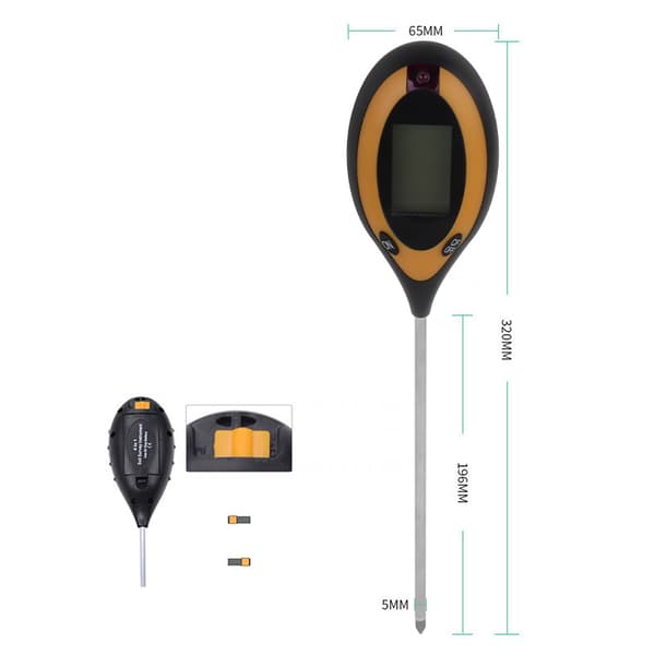 Jordtester PH-måler Fugtighedsbelysning Temperatursensor LED-display til have engelsk